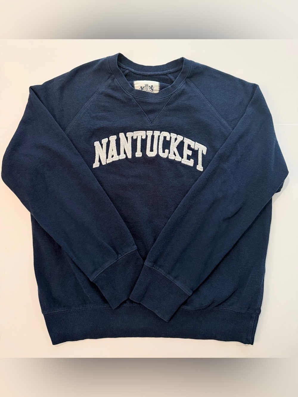Campus Crew Nantucket Navy Embroidered Sweatshirt Small Coastal Preppy